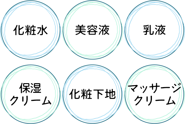 化粧水・美容液・乳液・保湿クリーム・化粧下地・マッサージクリーム